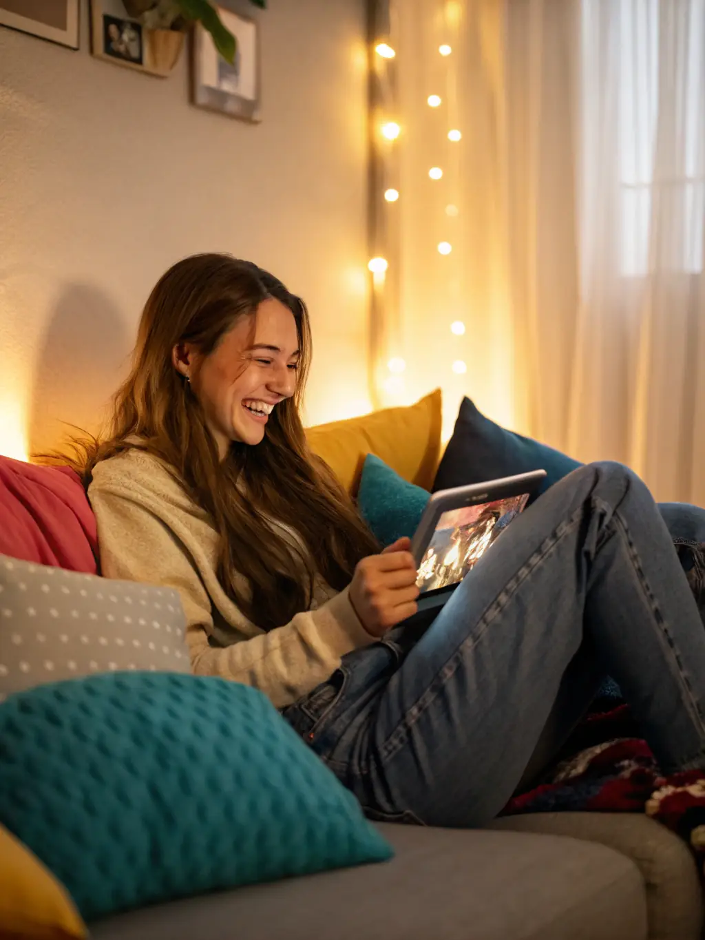 A person happily using TikTok on their phone, showcasing the potential for earning money through short videos and engaging content.